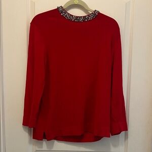 Ann Taylor Red Beaded Blouse